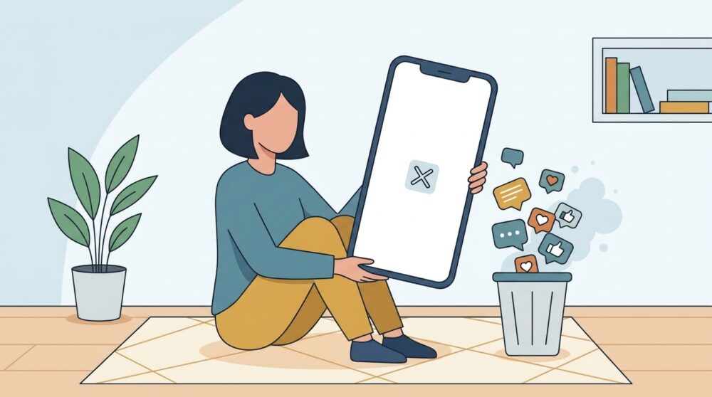 スマホからSNSを全部消したというのを表現する画像